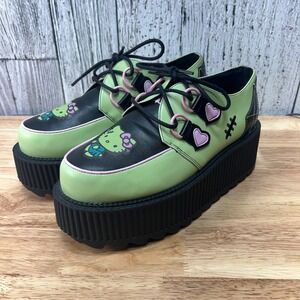 YRU x Hello Kitty Frankenstein  Platform Creepers Lime Green  Women Shoes size 9